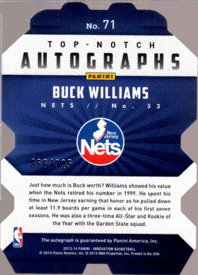 Buck Williams Card 2013-14 Innovation Top Notch Autographs #71  Image 2