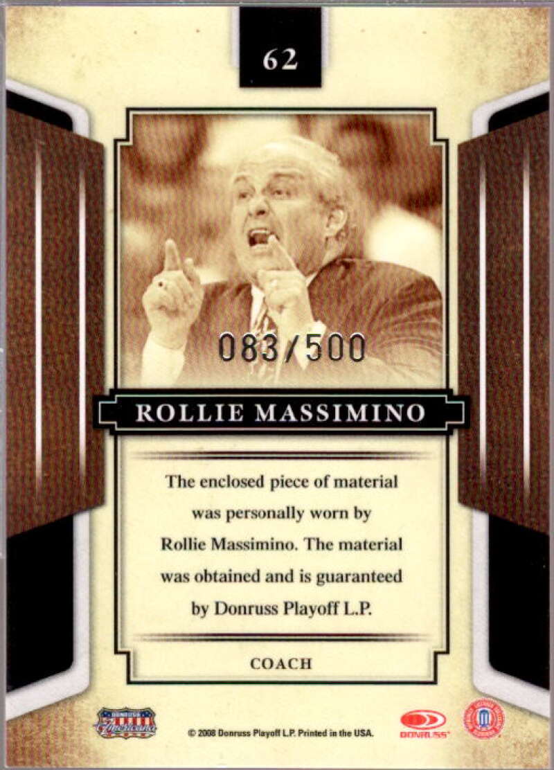 Rollie Massimino Card 2008 Donruss Sports Legends Mirror Blue #62  Image 2