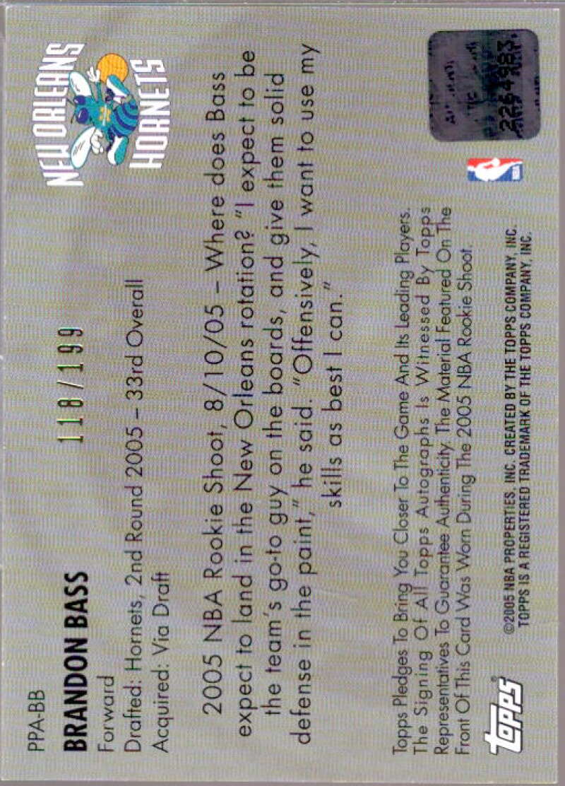 Brandon Bass Card 2005-06 Topps Big Game Picture Perfect Relics Autographs #BB  Image 2