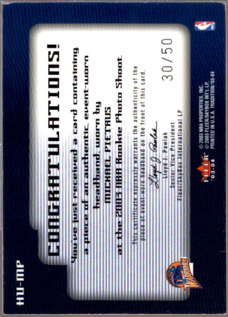 Mickael Pietrus Card 2003-04 Fleer Tradition Heads Up Game Used #HUMP  Image 2