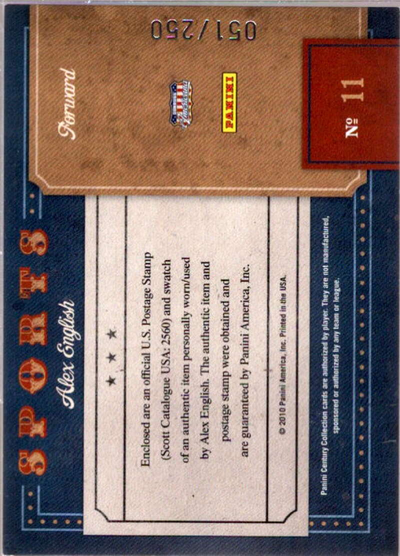 Alex English Card 2010 Panini Century Sports Stamp Materials #11B  Image 2