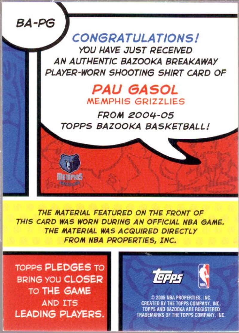 Pau Gasol Card 2004-05 Bazooka Breakaway #PG  Image 2