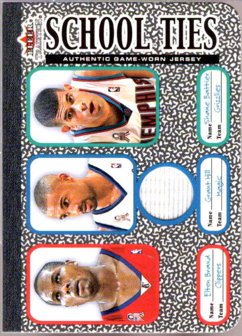 Brand/Hill JSY/Battier 2002 Fleer Tradition School Ties Game-Used Single #ST10B  Image 1