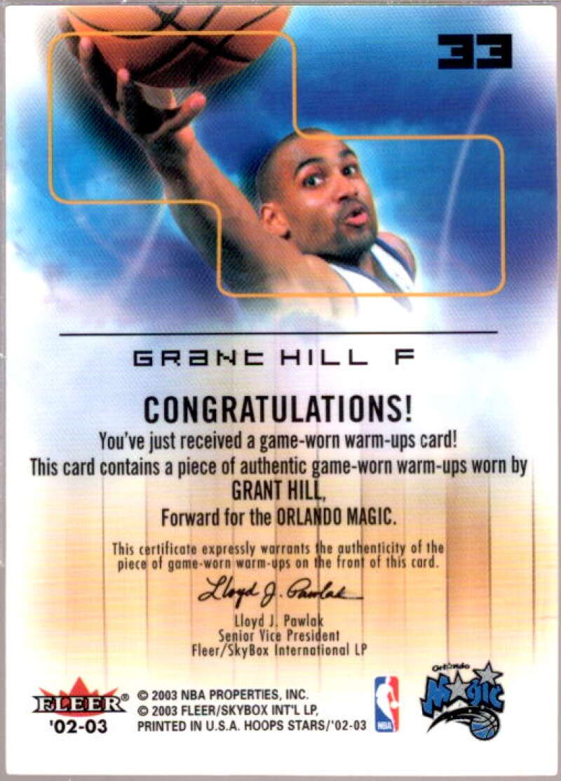 Grant Hill Pants Card 2002-03 Hoops Stars Rare Air Game-Used #RAGU8  Image 2