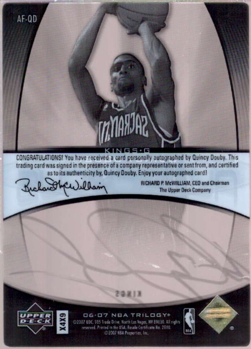 Quincy Douby Card 2006-07 Upper Deck Trilogy Auto Focus #AFQD  Image 2