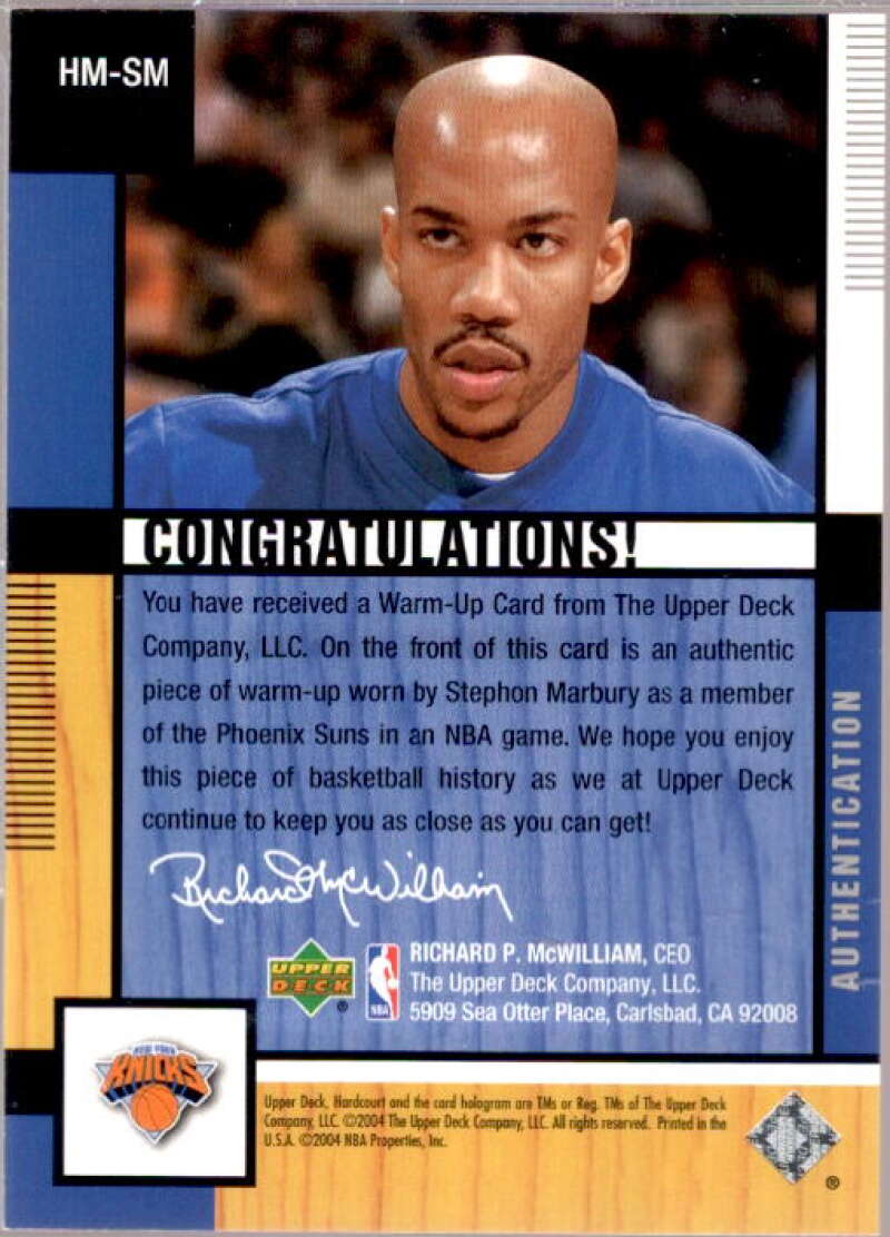 Stephon Marbury Card 2004-05 Upper Deck Hardcourt Materials #SM  Image 2