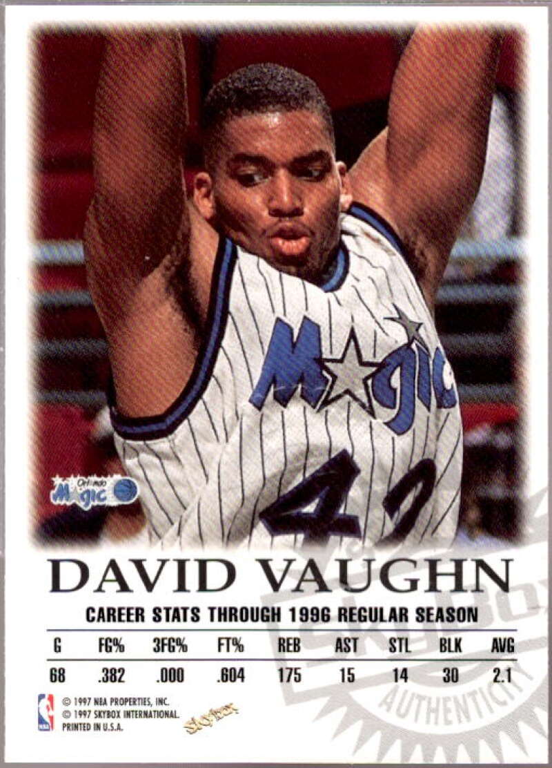 David Vaughn Card 1997-98 SkyBox Premium Autographics #105  Image 2