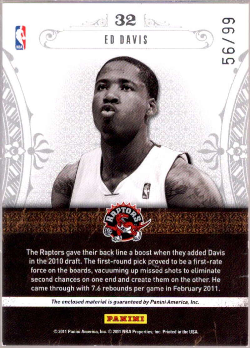 Ed Davis Card 2010-11 Playoff National Treasures NBA Gear Trios #32  Image 2