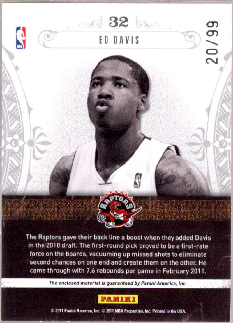 Ed Davis Card 2010-11 Playoff National Treasures NBA Gear Trios #32  Image 2