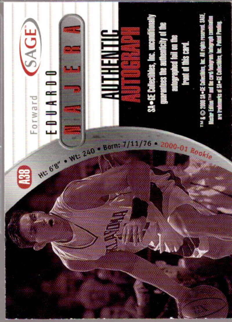 Eduardo Najera/999 Card 2000 SAGE Autographs #A38  Image 2