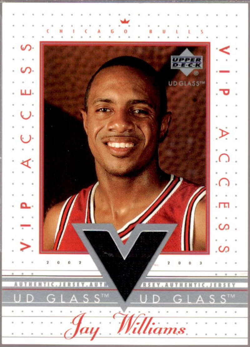 Jay Williams Card 2002-03 UD Glass VIP Access Jersey #JW  Image 1