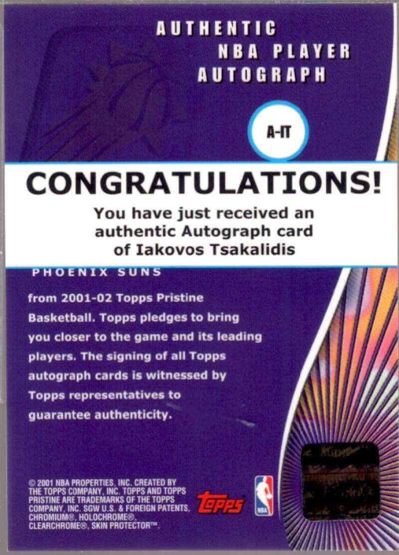 Iakovos Tsakalidis Card 2001-02 Topps Pristine Autographs #AIT  Image 2