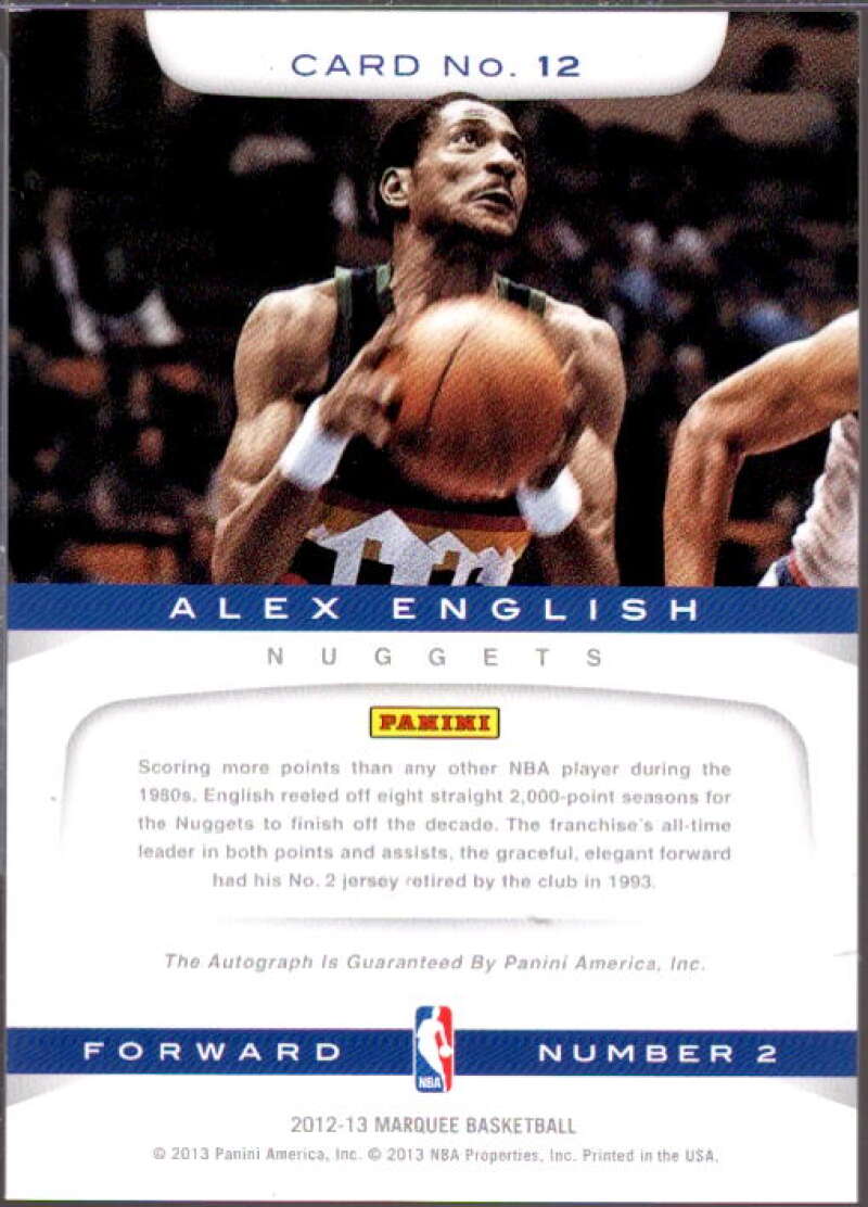 Alex English Card 2012-13 Panini Marquee Legends Signatures #12  Image 2