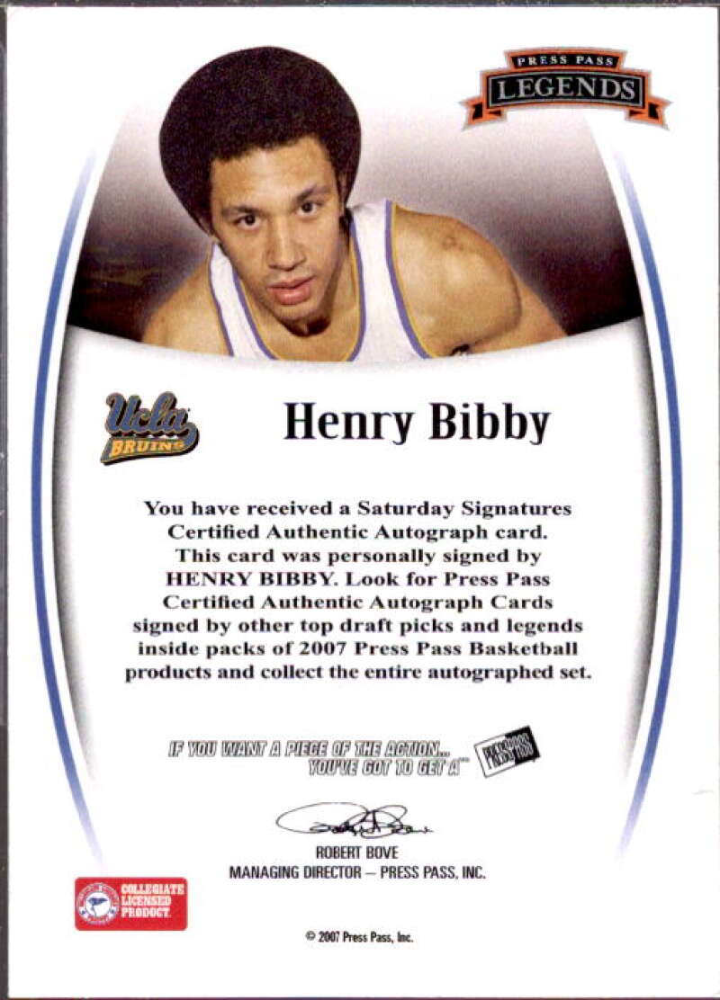 Henry Bibby Card 2007-08 Press Pass Legends Signatures #18  Image 2