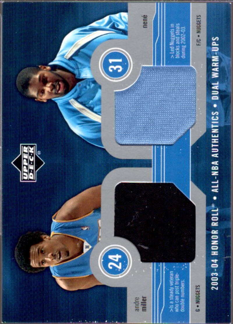 Andre Miller/Nene Card 2003-04 Upper Deck Honor Roll Dual Warm Ups #2  Image 1