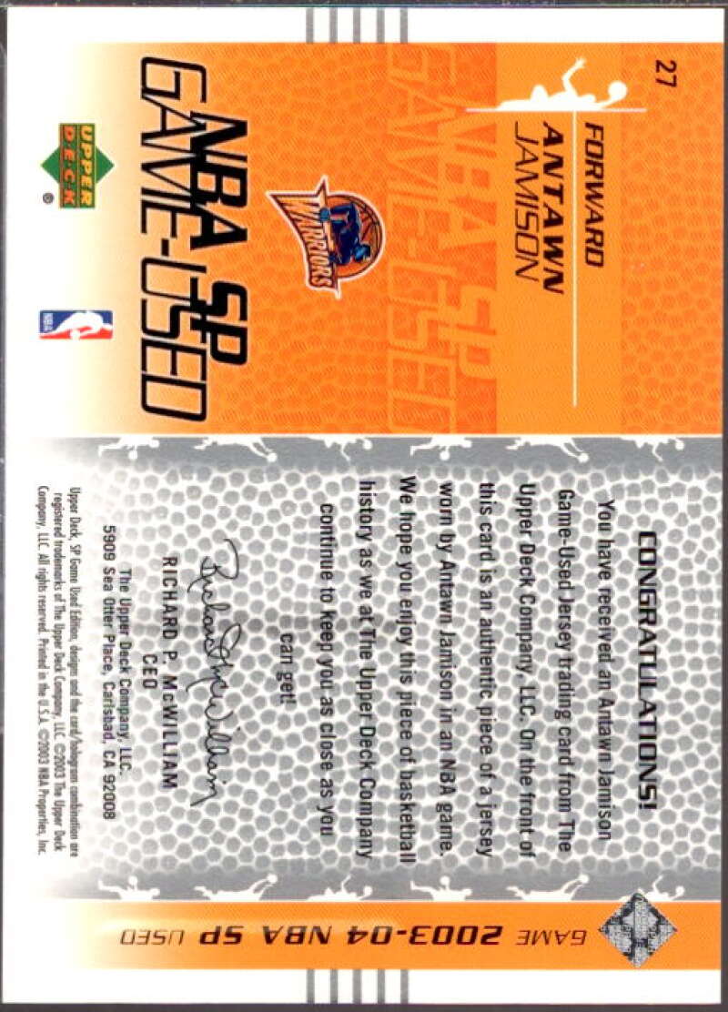 Antawn Jamison JSY Card 2003-04 SP Game Used #27  Image 2