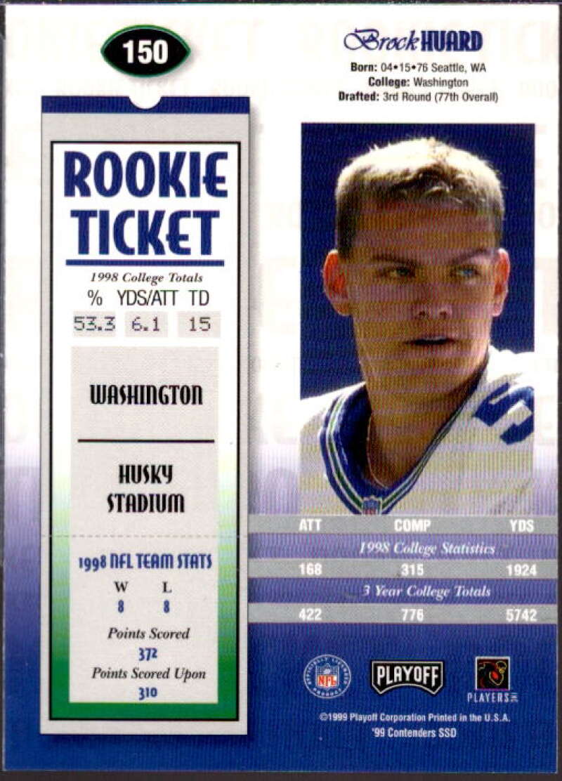 Brock Huard AU/1325* RC Card 1999 Playoff Contenders SSD #150  Image 2