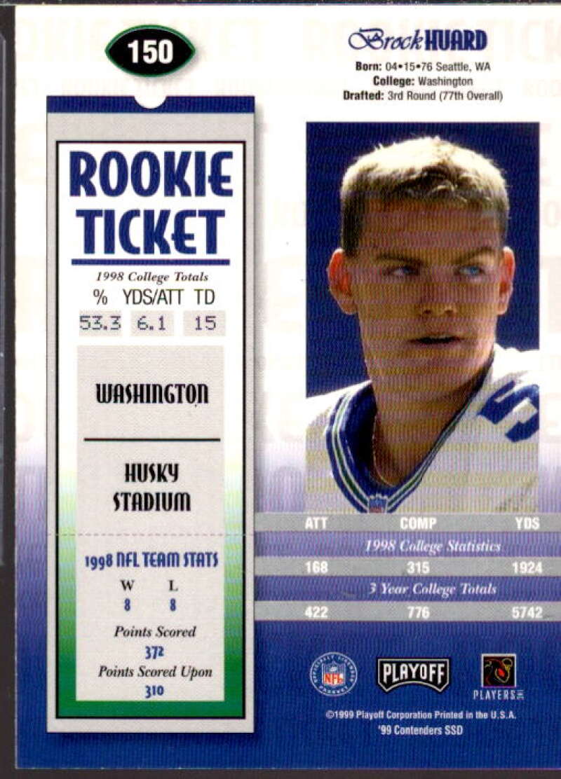 Brock Huard AU/1325* RC Card 1999 Playoff Contenders SSD #150  Image 2