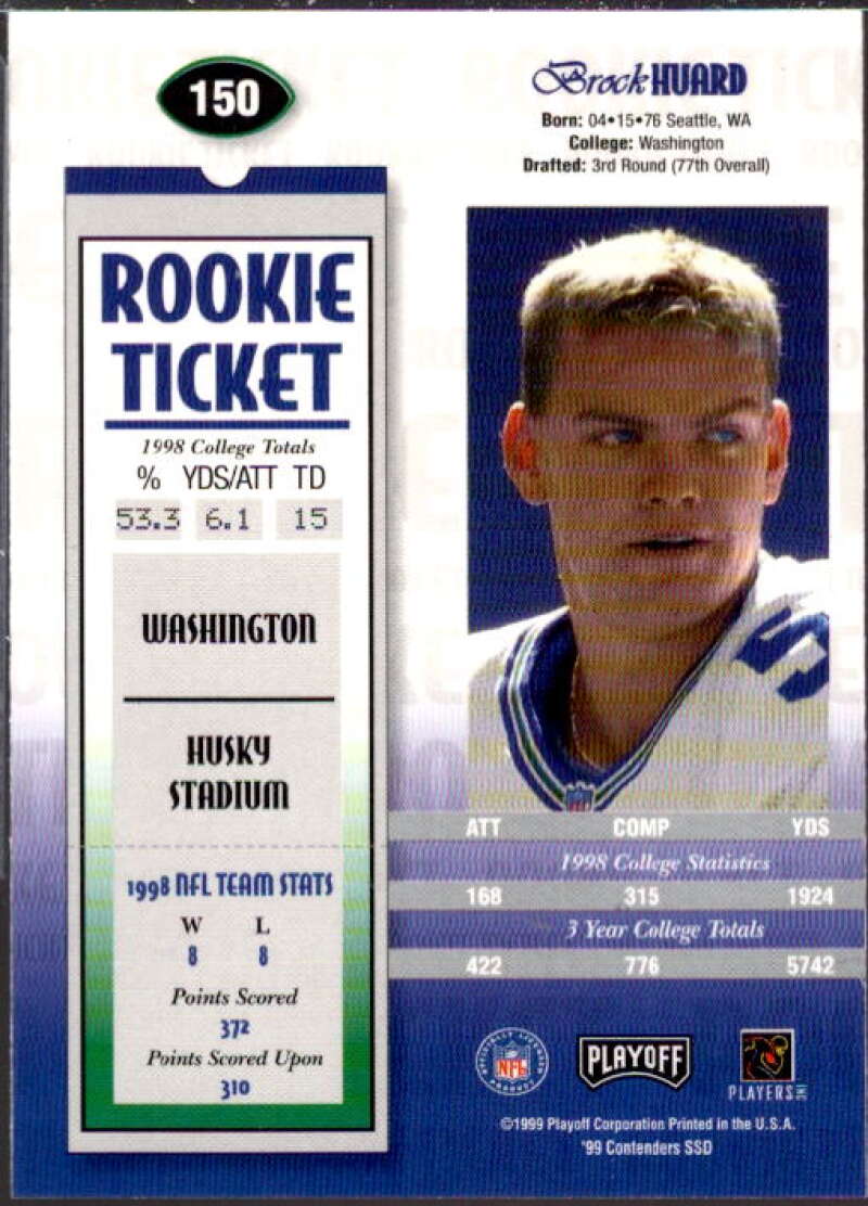 Brock Huard AU/1325* RC Card 1999 Playoff Contenders SSD #150  Image 2