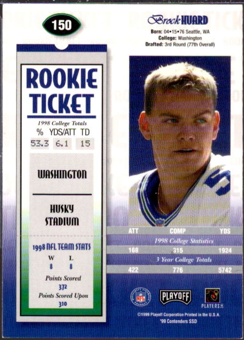 Brock Huard AU/1325* RC Card 1999 Playoff Contenders SSD #150  Image 2