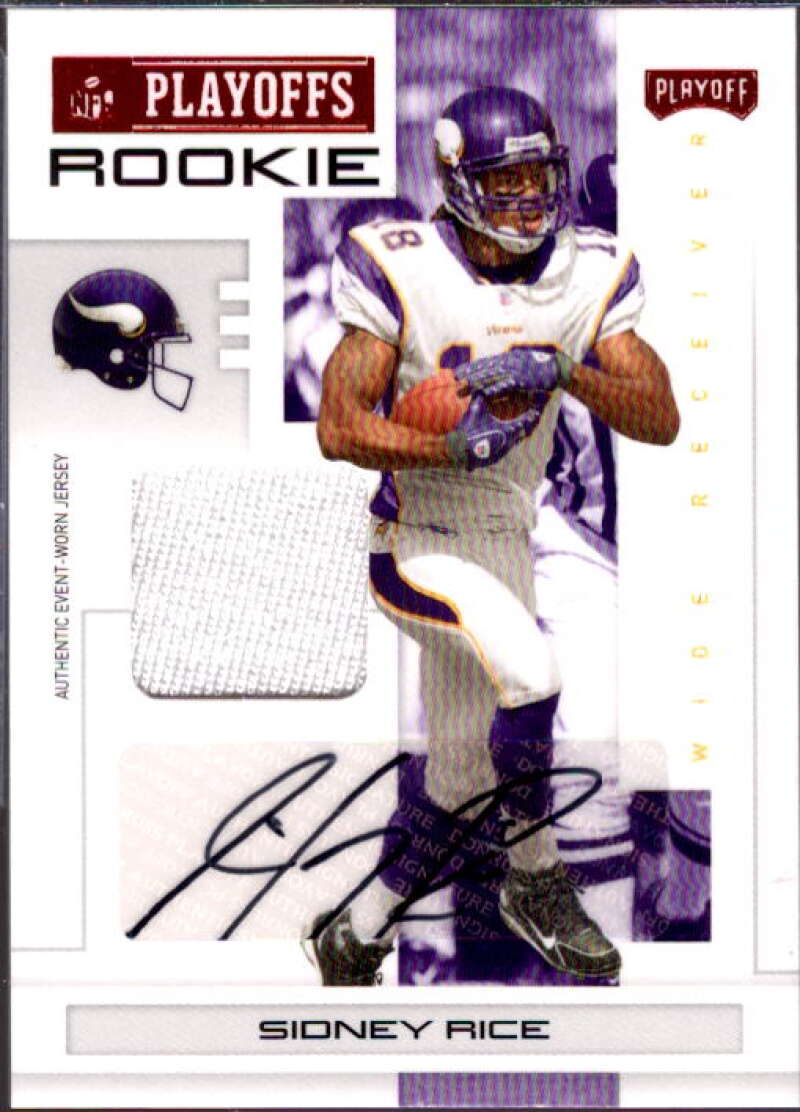 Sidney Rice Card 2007 Playoff NFL Playoffs Material Signatures Red #128  Image 1