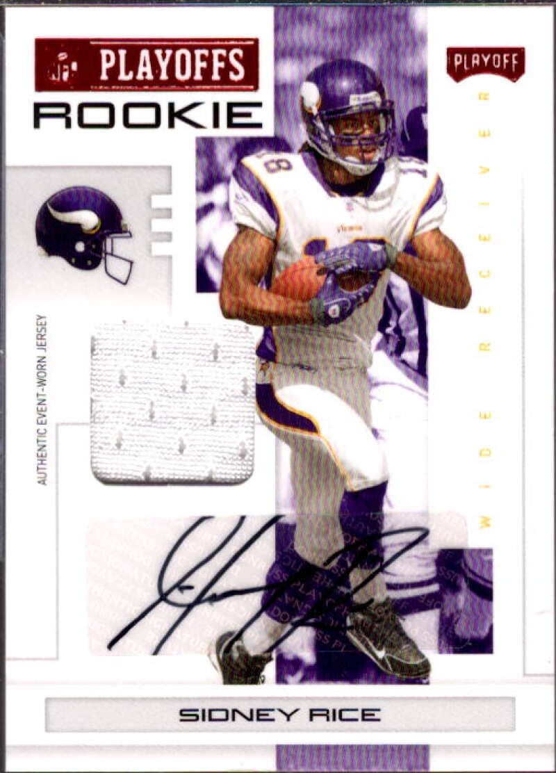 Sidney Rice Card 2007 Playoff NFL Playoffs Material Signatures Red #128  Image 1