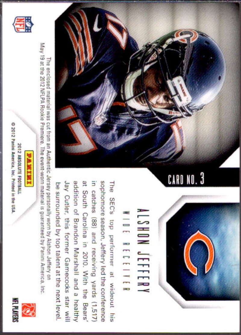 Alshon Jeffery Card 2012 Absolute Star Gazing Materials #3  Image 2