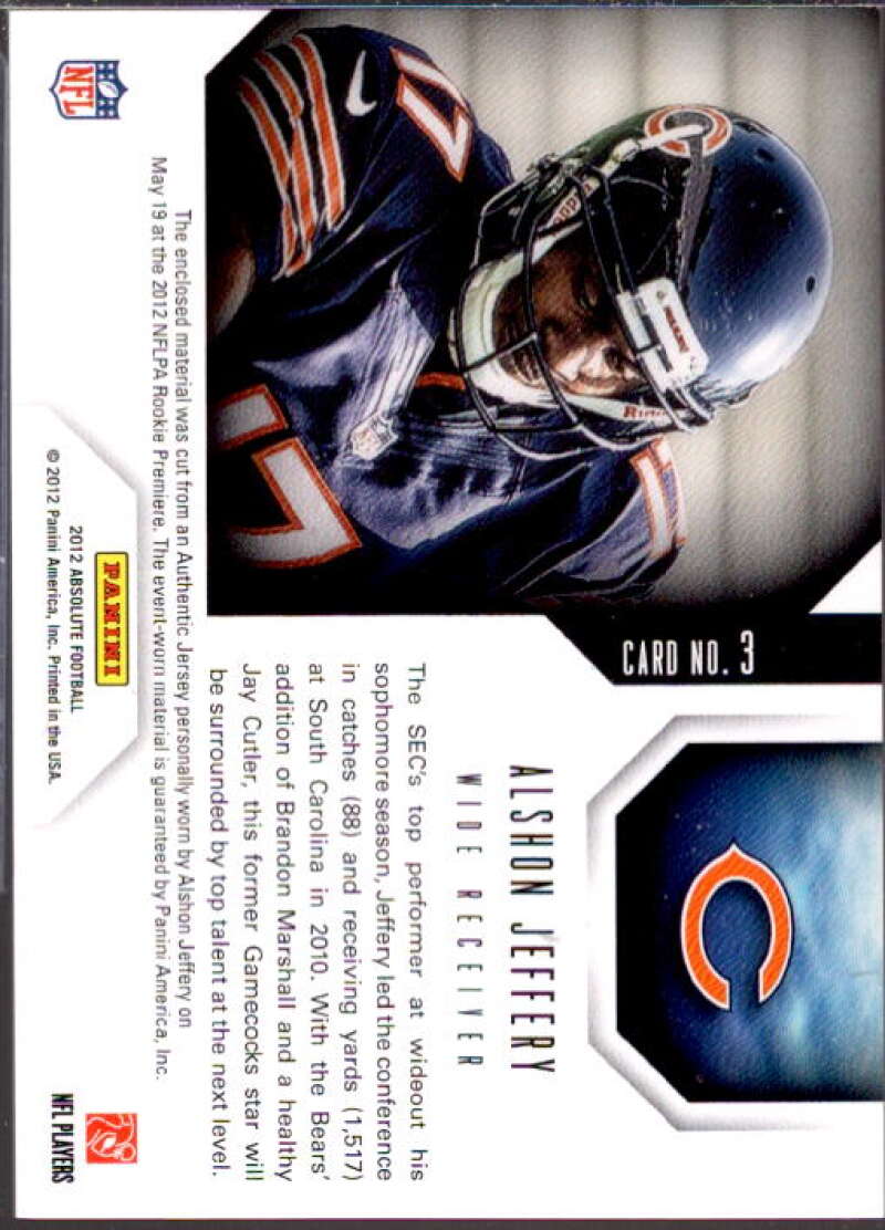 Alshon Jeffery Card 2012 Absolute Star Gazing Materials #3  Image 2