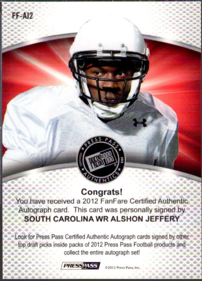 Alshon Jeffery AU Card 2012 Press Pass Fanfare #FFAJ2  Image 2