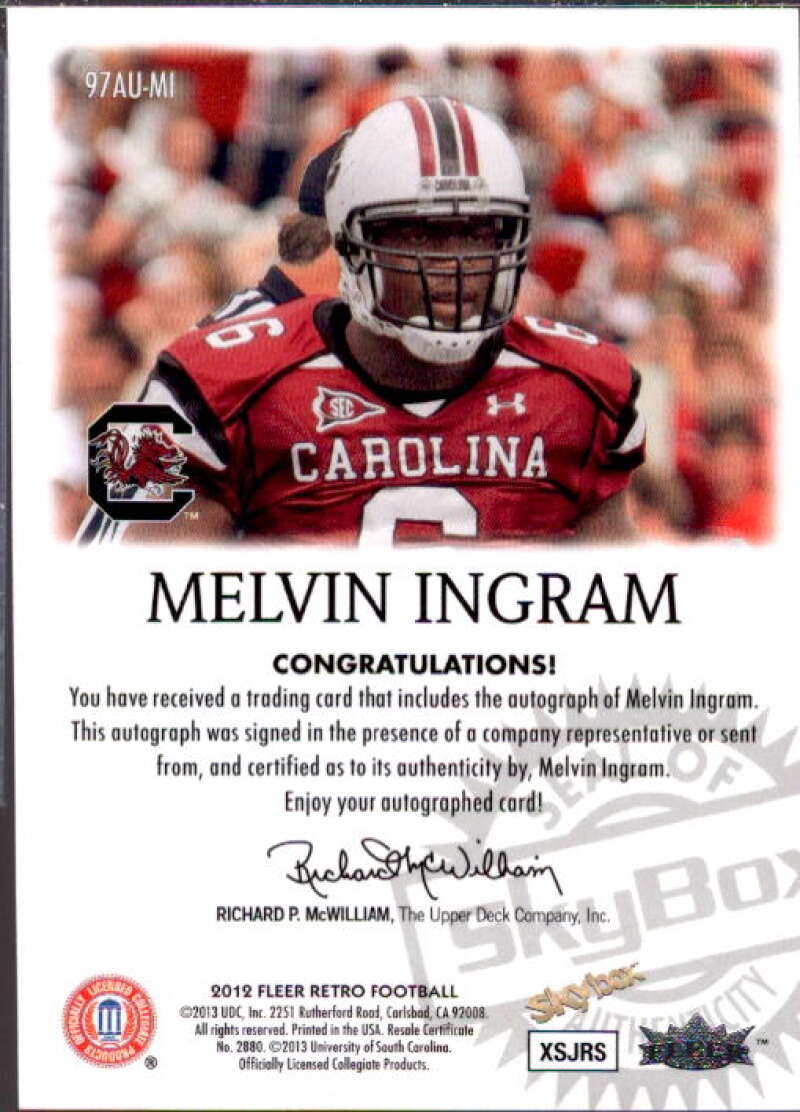 Melvin Ingram Card 2012 Fleer Retro Autographics 1997 #97MI  Image 2