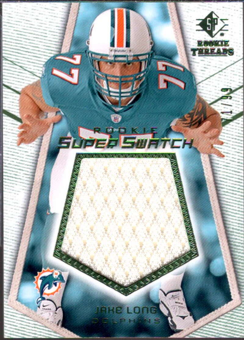 Jake Long Card 2008 SP Rookie Threads Rookie Super Swatch Green 99 #RSSJL  Image 1