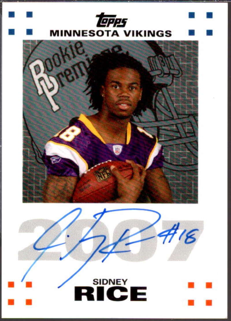 Sidney Rice Card 2007 Topps Rookie Premiere Autographs #SR  Image 1