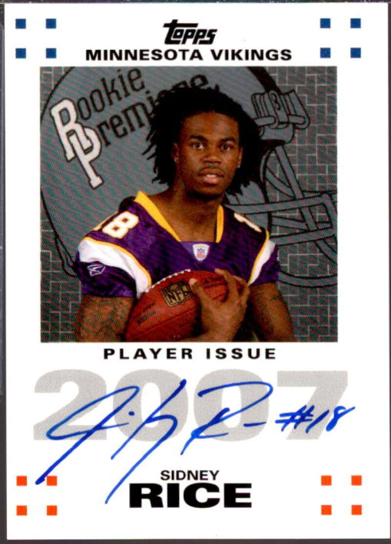 Sidney Rice Card 2007 Topps Rookie Premiere Autographs #SR  Image 1