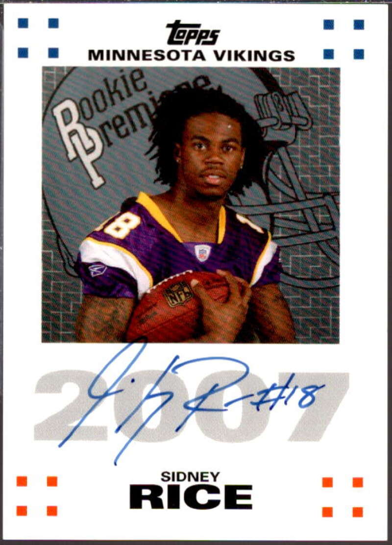 Sidney Rice Card 2007 Topps Rookie Premiere Autographs #SR  Image 1