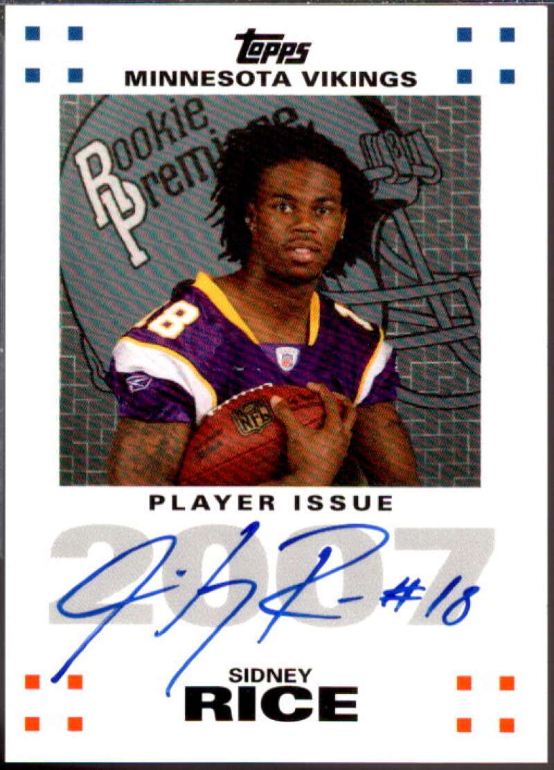 Sidney Rice Card 2007 Topps Rookie Premiere Autographs #SR  Image 1