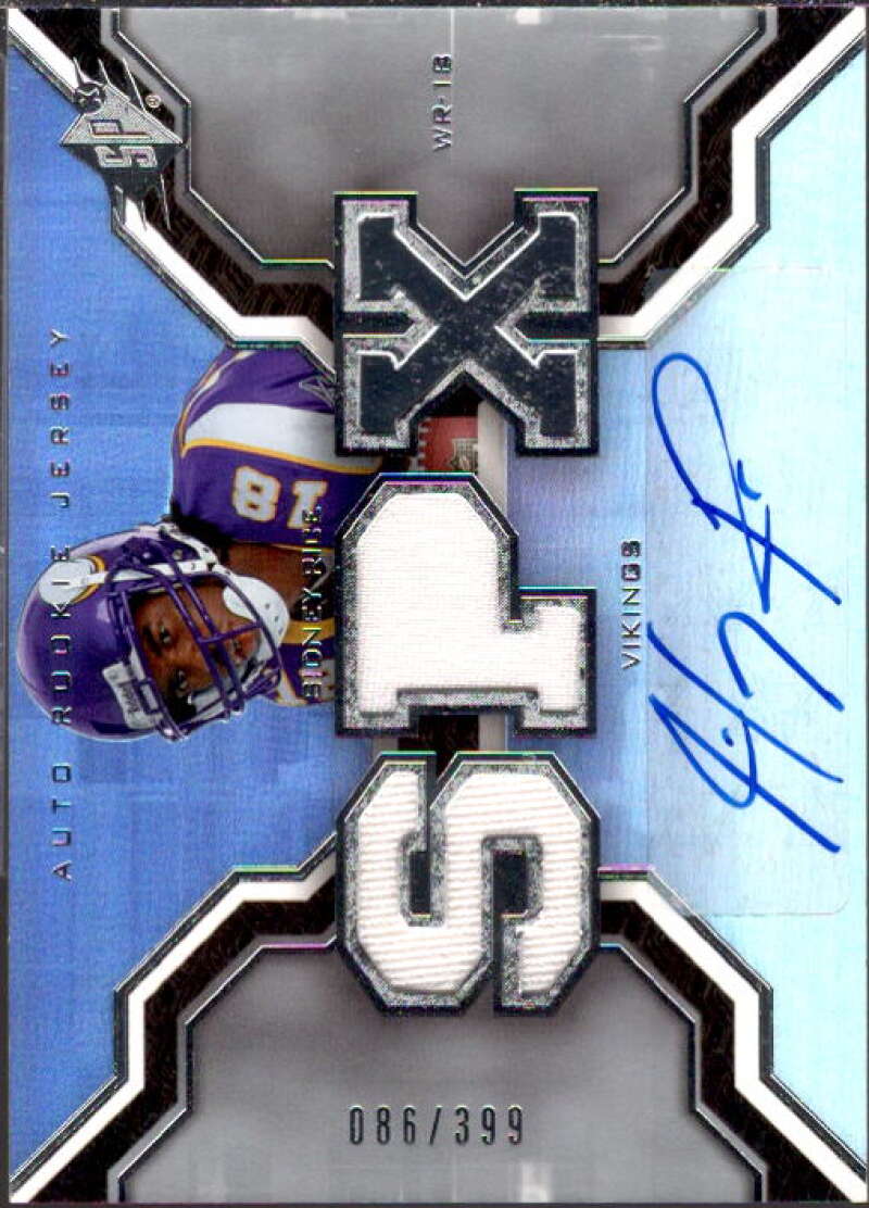 Sidney Rice JSY AU/399 RC Card 2007 SPx #213  Image 1