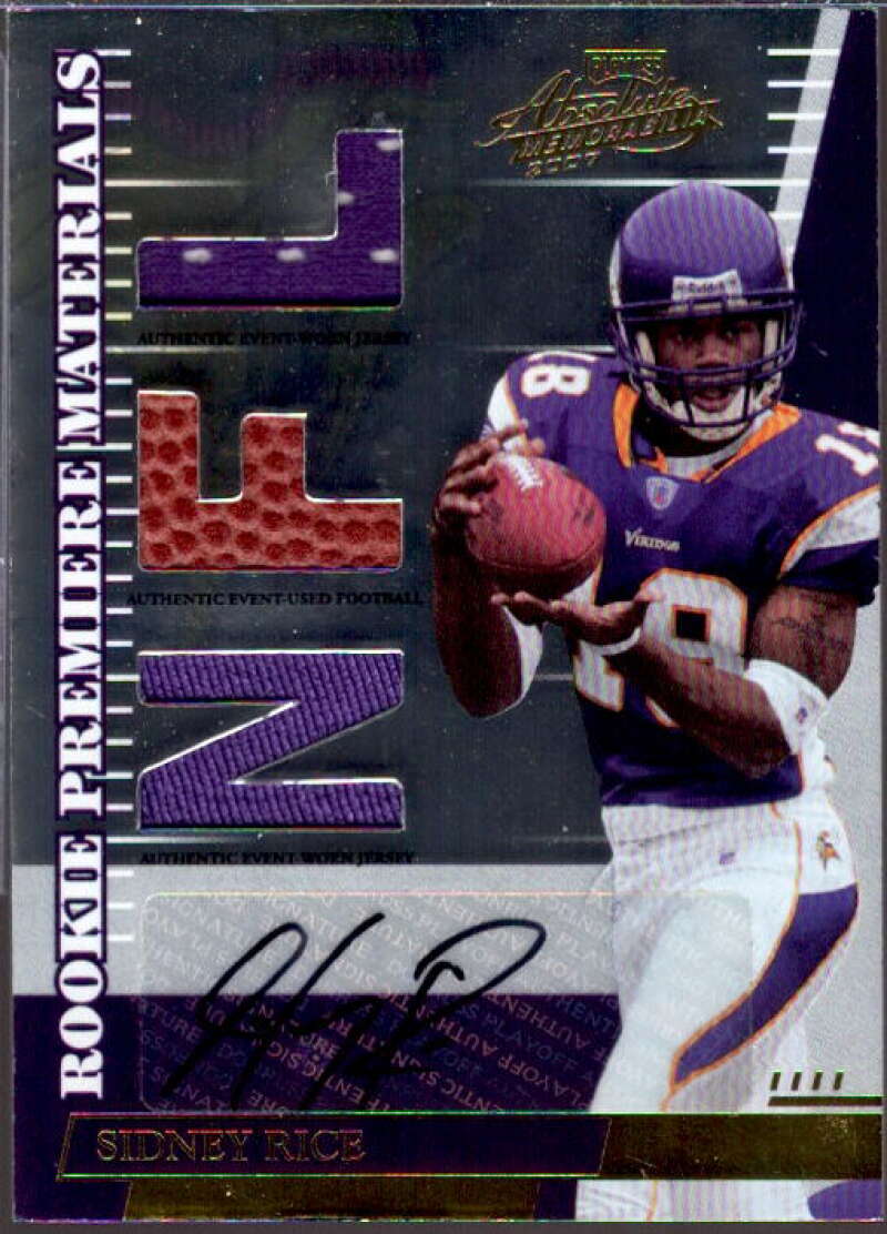 Sidney Rice 2007 Absolute Memorabilia Rookie Premiere Materials Autographs #267  Image 1