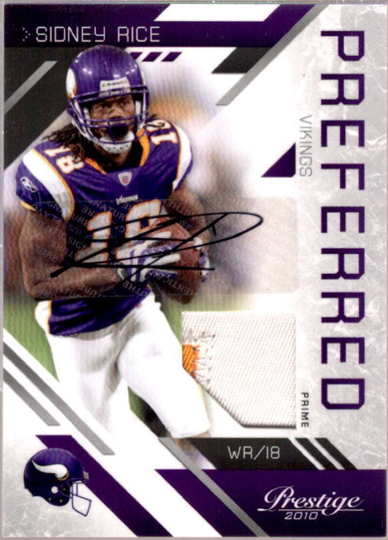 Sidney Rice Card 2010 Prestige Preferred Materials Signatures Patch #7  Image 1