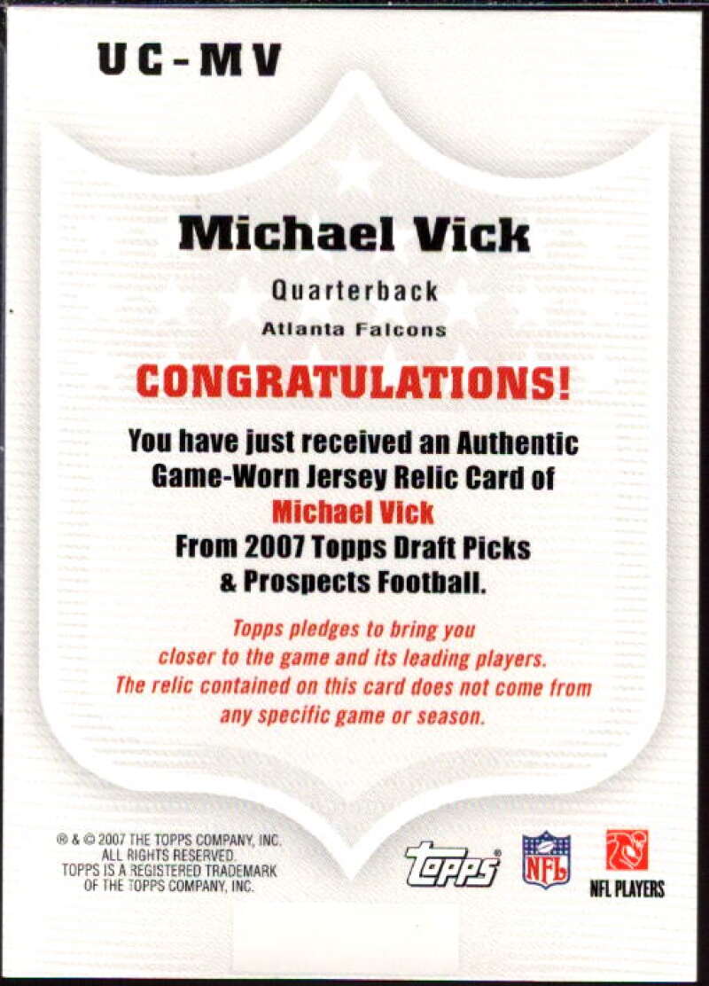 Michael Vick B 2007 Topps Draft Picks And Prospects Upperclassmen Jersey #MV  Image 2