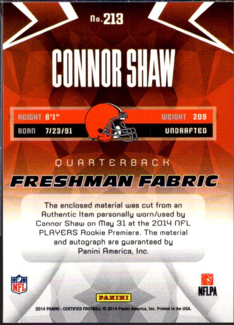 Connor Shaw JSY AU/699 RC Card 2014 Certified #213  Image 2