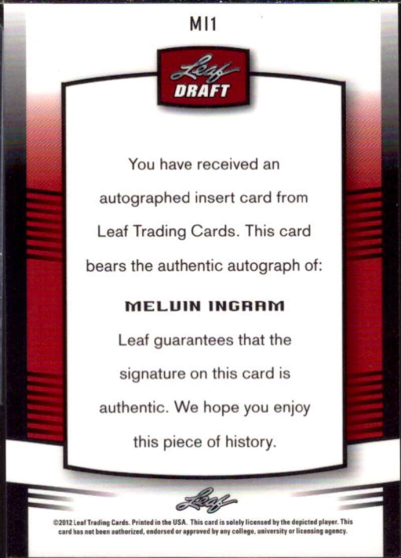 Melvin Ingram SP Card 2012 Leaf Draft Autographs Red #MI1  Image 2