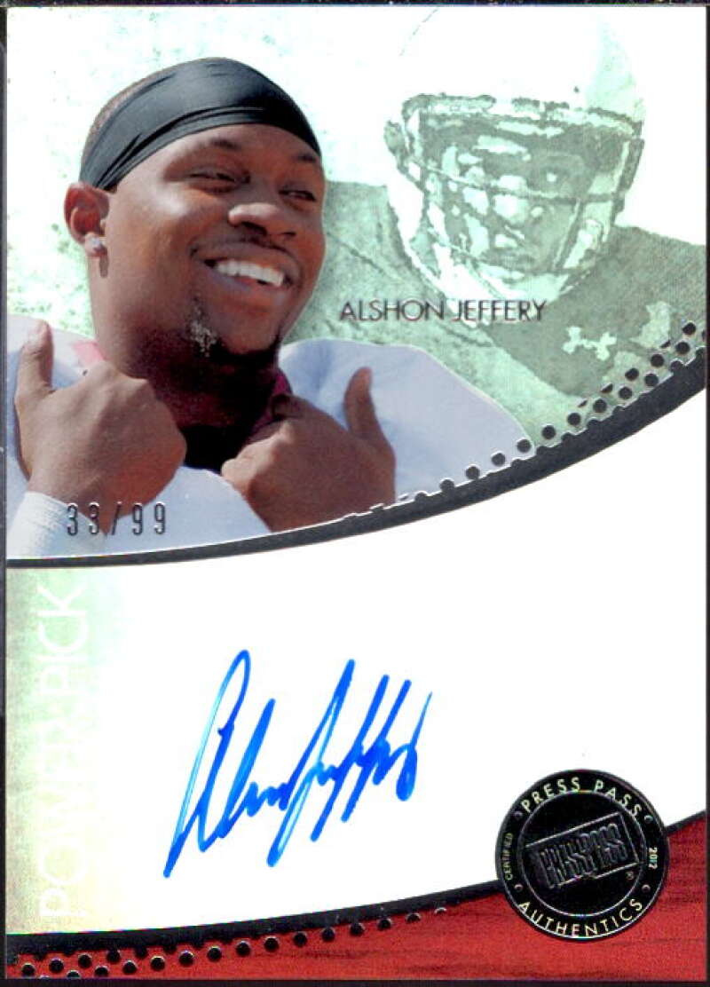 Alshon Jeffery Card 2012 Press Pass Power Pick Autographs Silver #AJ  Image 1