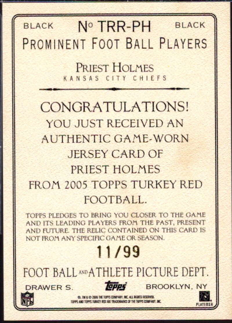 Priest Holmes Card 2005 Topps Turkey Red Relics Black #TRRPH  Image 2