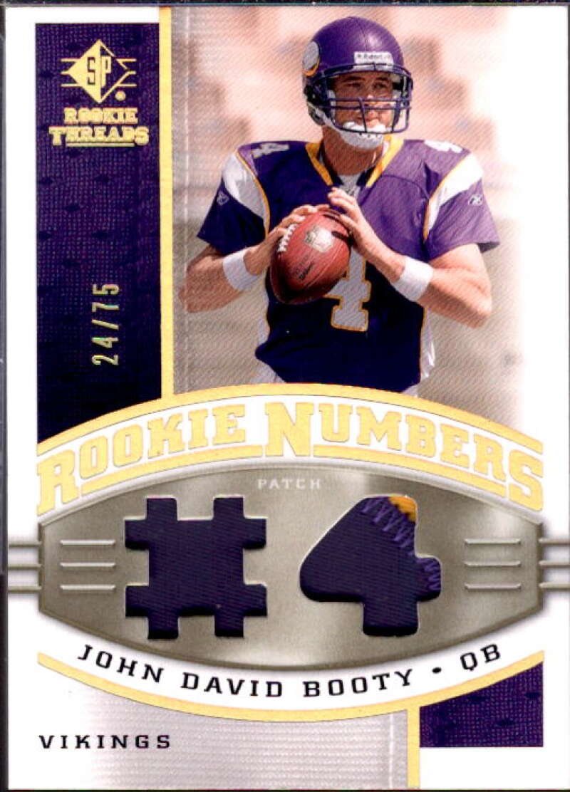 John David Booty 2008 SP Rookie Threads Rookie Numbers Holofoil Patch 75 #RNJB  Image 1