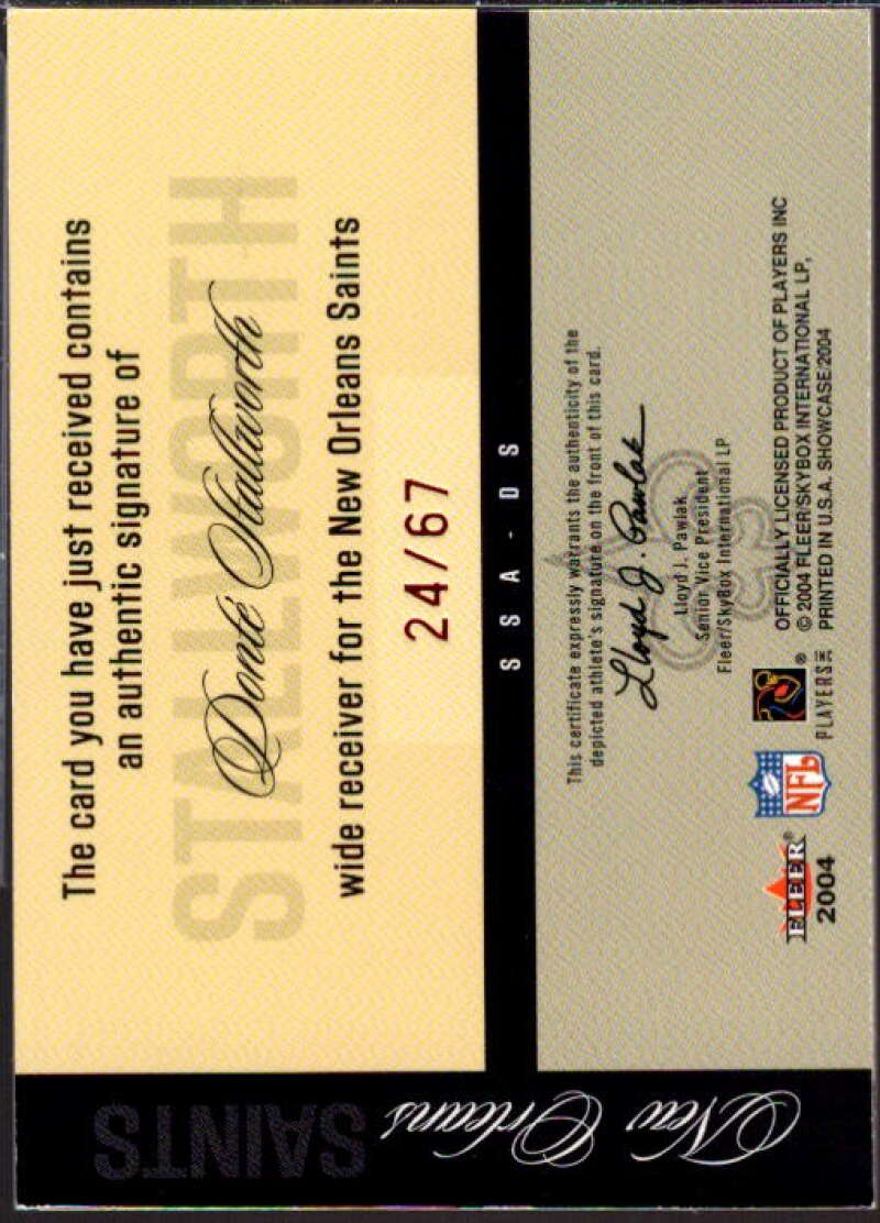 Donte Stallworth Card 2004 Fleer Showcase Sweet Sigs Red #DS  Image 2