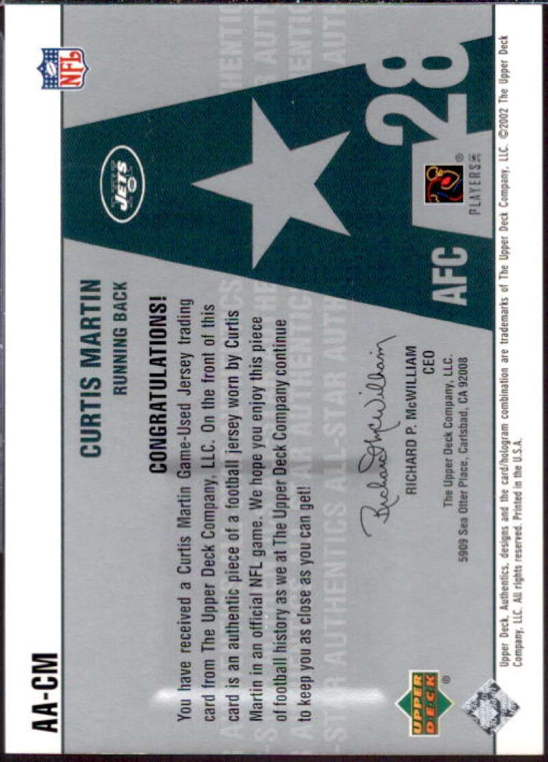 Curtis Martin Card 2002 UD Authentics All-Star Authentics #AACM  Image 2