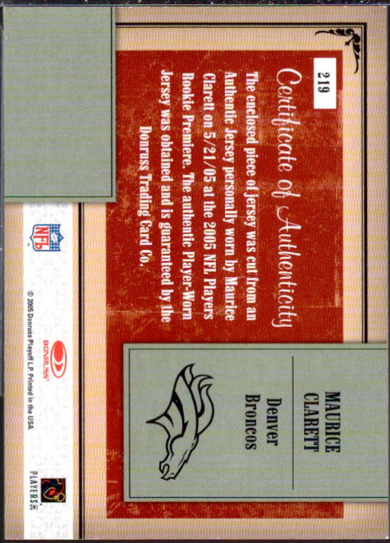 Maurice Clarett JSY Card 2005 Throwback Threads #219  Image 2