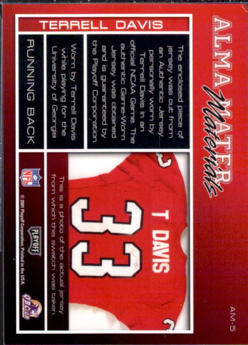 Terrell Davis Card 2001 Playoff Honors Alma Mater Materials #AM5  Image 2