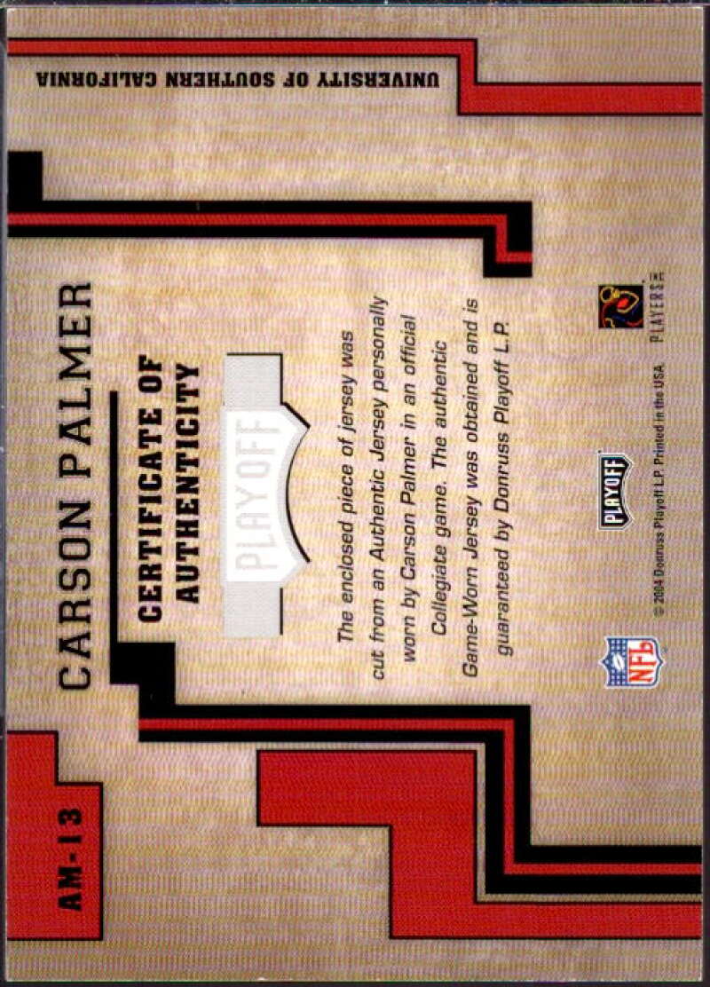 Carson Palmer Card 2004 Playoff Honors Alma Mater Materials #AM13  Image 2