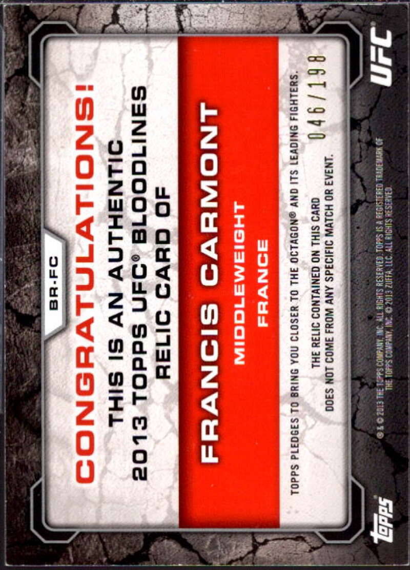 Francis Carmont Card 2013 Topps UFC Bloodlines Fighter Relics #BRFC  Image 2